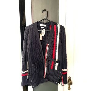 Thom Browne Cableknit Striped Cardigan
